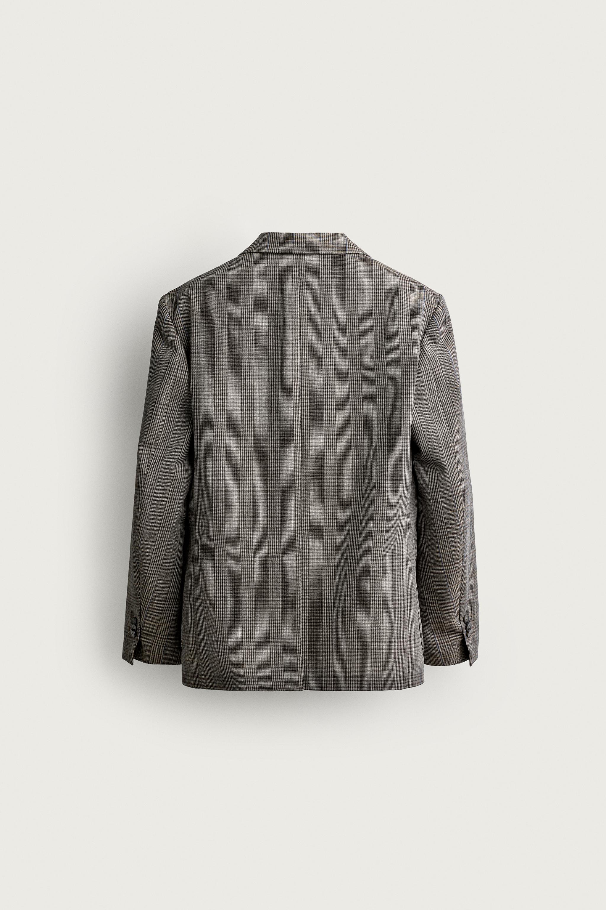 100% WOOL RELAXED FIT PLAID BLAZER